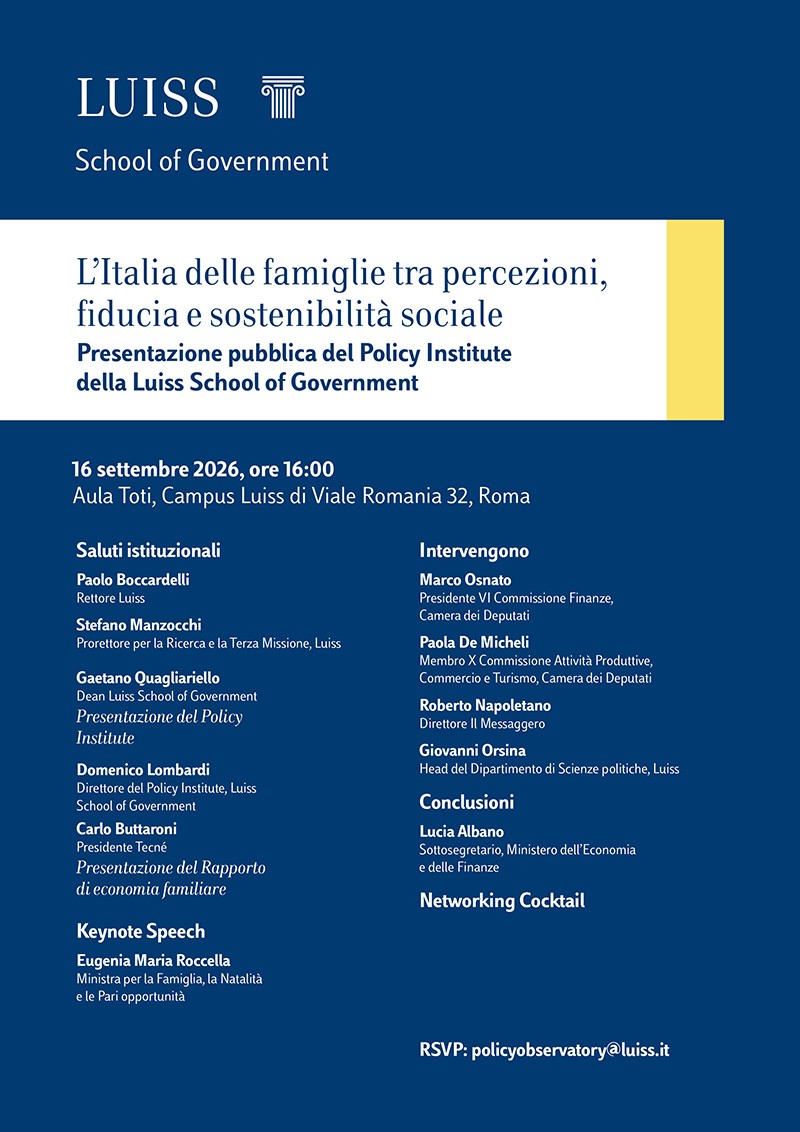 L’Italia delle famiglie tra percezioni, fiducia e sostenibilità sociale